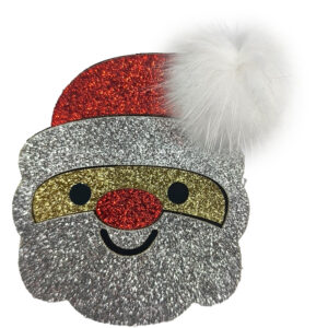 Παιδικό Κοκαλάκι, Πιαστράκι Χριστουγεννιάτικο Με Glitter & Φούντα -  Άγιος Βασίλης