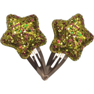 Σετ Παιδικά Κοκαλάκια, Μεταλλικά Πιαστράκια, Αστέρια, Χρυσό Με Strass