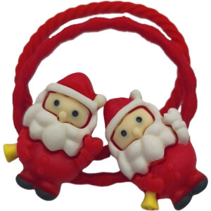 Σετ Παιδικά Λαστιχάκια Χριστουγεννιάτικα, Κοκαλάκια, Άγιος Βασίλης- Κόκκινο