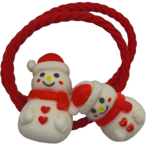 Σετ Παιδικά Λαστιχάκια Χριστουγεννιάτικα, Κοκαλάκια, Χιονάνθρωπος 2 - Κόκκινο