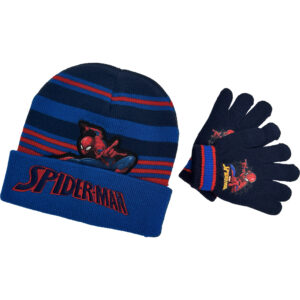 Παιδικό Διπλό Σετ, Σκουφάκι Με Γάντια, Πλεκτά, SpiderMan, Γαλάζιο