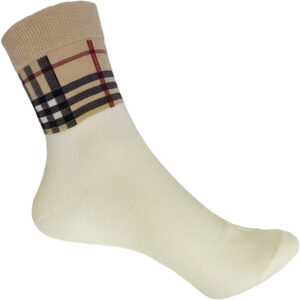 Unisex Κάλτσες Μακριές, Βαμβακερές, Με Καρό Σχέδιο, 1 Ζευγάρι, Νο.41-46, Κρεμ