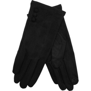 Γυναικεία Γάντια Μαλακά Με Κουμπάκια & Επένδυση – Για Οθόνη Αφής - Μαύρο