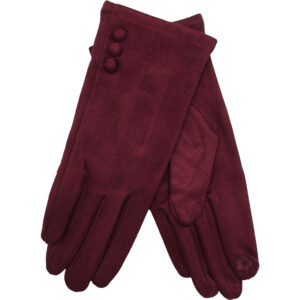 Γυναικεία Γάντια Μαλακά Με Κουμπάκια & Επένδυση – Για Οθόνη Αφής - Μπορντό 3