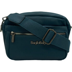 Γυναικεία Τσάντα Χιαστί Με 2 Εξωτερικούς, Κύριους Χώρους & Αποσπώμενο Ιμάντα, Μεσαία, Πετρόλ