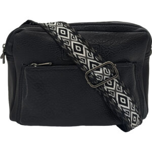 Γυναικεία Τσάντα Χιαστί Με 2 Εξωτερικούς, Κύριους Χώρους & Αποσπώμενο Ιμάντα, Μαύρο