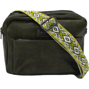 Γυναικεία Τσάντα Χιαστί Με 2 Εξωτερικούς, Κύριους Χώρους & Αποσπώμενο Ιμάντα, Πράσινο Σκούρο