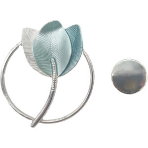 Γυναικεία Καρφίτσα Μαγνητική, Μεταλλική Αγκράφα, Για Μαντήλια - Φουλάρια - Πασμίνες, Σχέδιο Λουλούδι Σε Κρίκο, Ασημί Με Πράσινο