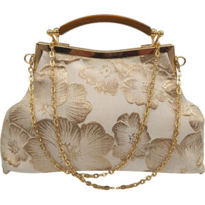 Γυναικείο Τσαντάκι Clutch, Βραδινό, Vintage Με Χρυσό Κέντημα - Μπεζ