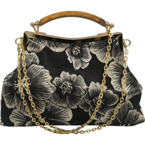 Γυναικείο Τσαντάκι Clutch, Βραδινό, Vintage Με Χρυσό Κέντημα - Μαύρο