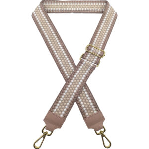 Ιμάντας - Λουρί Τσάντας, Ρυθμιζόμενος, 5cm, Για χιαστί ή Ώμου, Με Χρυσό Μεταλλικό Γάντζο, Σχέδιο Πουά - Dusty Pink