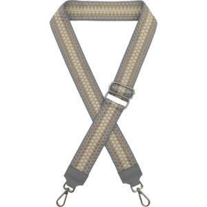 Ιμάντας - Λουρί Τσάντας, Ρυθμιζόμενος, 5cm, Για χιαστί ή Ώμου, Με Ασημί Μεταλλικό Γάντζο, Μοτίβο Πουά - Γκρι Ανοιχτό