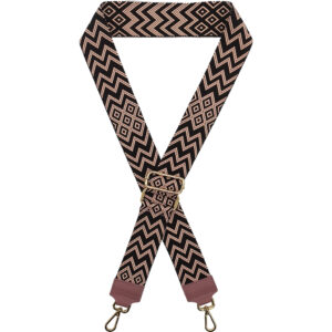 Ιμάντας - Λουρί Τσάντας, Ρυθμιζόμενος, 5cm, Για χιαστί ή Ώμου, Με Χρυσό Μεταλλικό Γάντζο, Σχέδιο Ρόμβοι - Ροζ