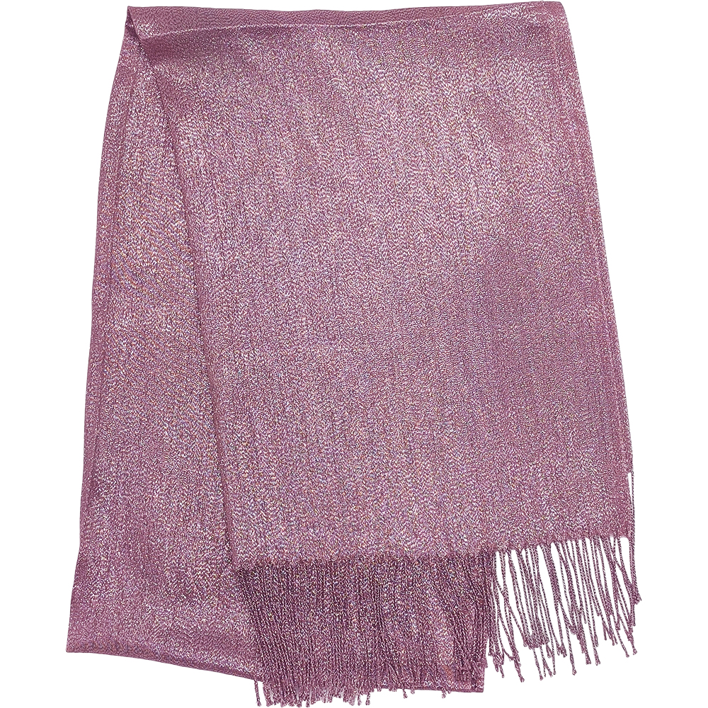 Γυναικεία Εσάρπα/Πασμίνα Για Βραδινές Εμφανίσεις - Μεγάλη - Δίχτυ/Γάζα Με Κρόσσια - Φούξια Με Ασημί Κλωστή