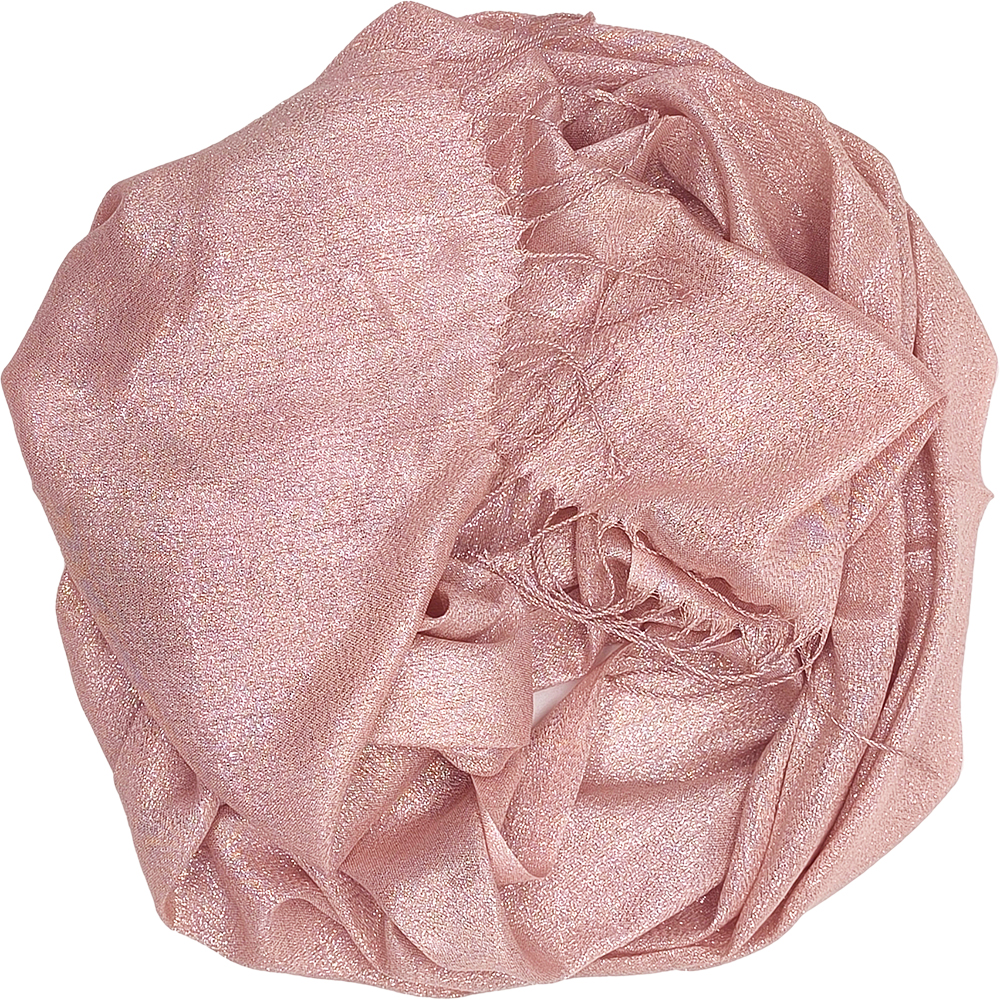 Γυναικεία Εσάρπα/Πασμίνα Για Βραδινές Εμφανίσεις - Μεγάλη - Δίχτυ/Γάζα Με Κρόσσια - Ροζ Κουφετί Με Ασημί Κλωστή