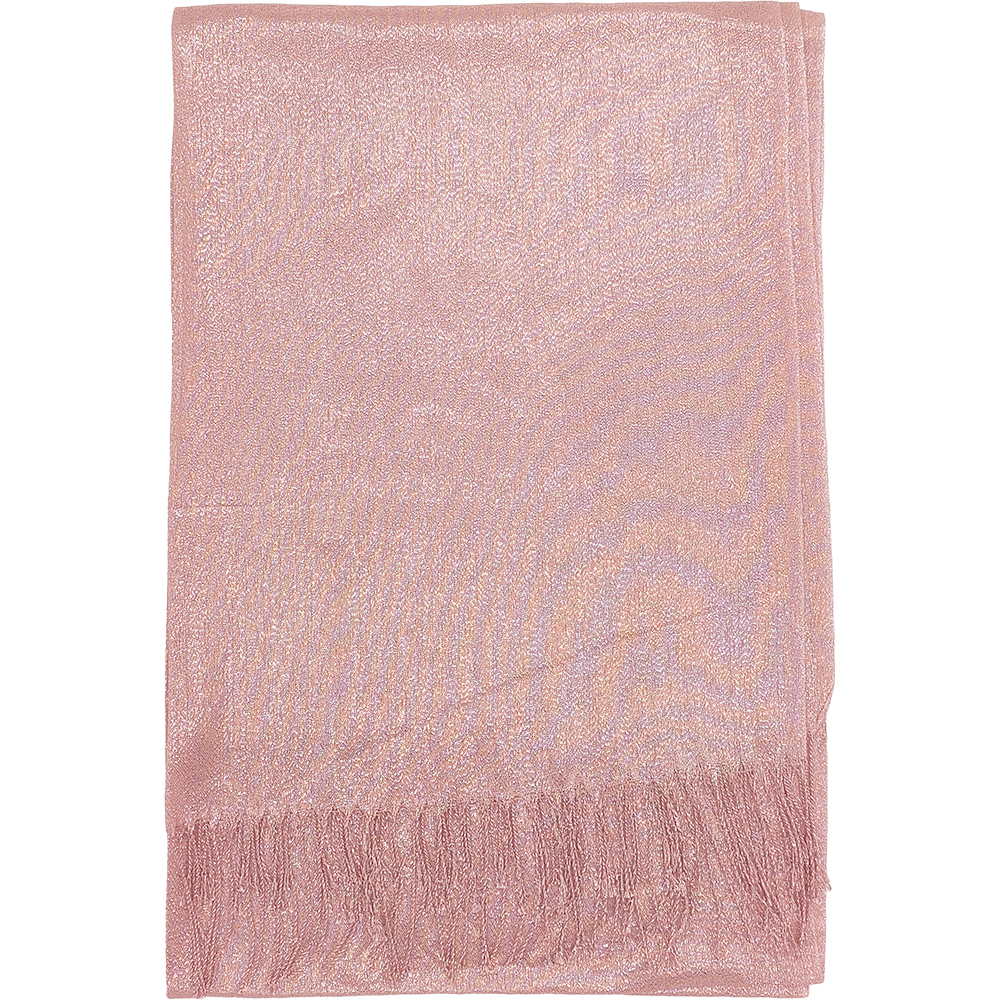 Γυναικεία Εσάρπα/Πασμίνα Για Βραδινές Εμφανίσεις - Μεγάλη - Δίχτυ/Γάζα Με Κρόσσια - Ροζ Κουφετί Με Ασημί Κλωστή