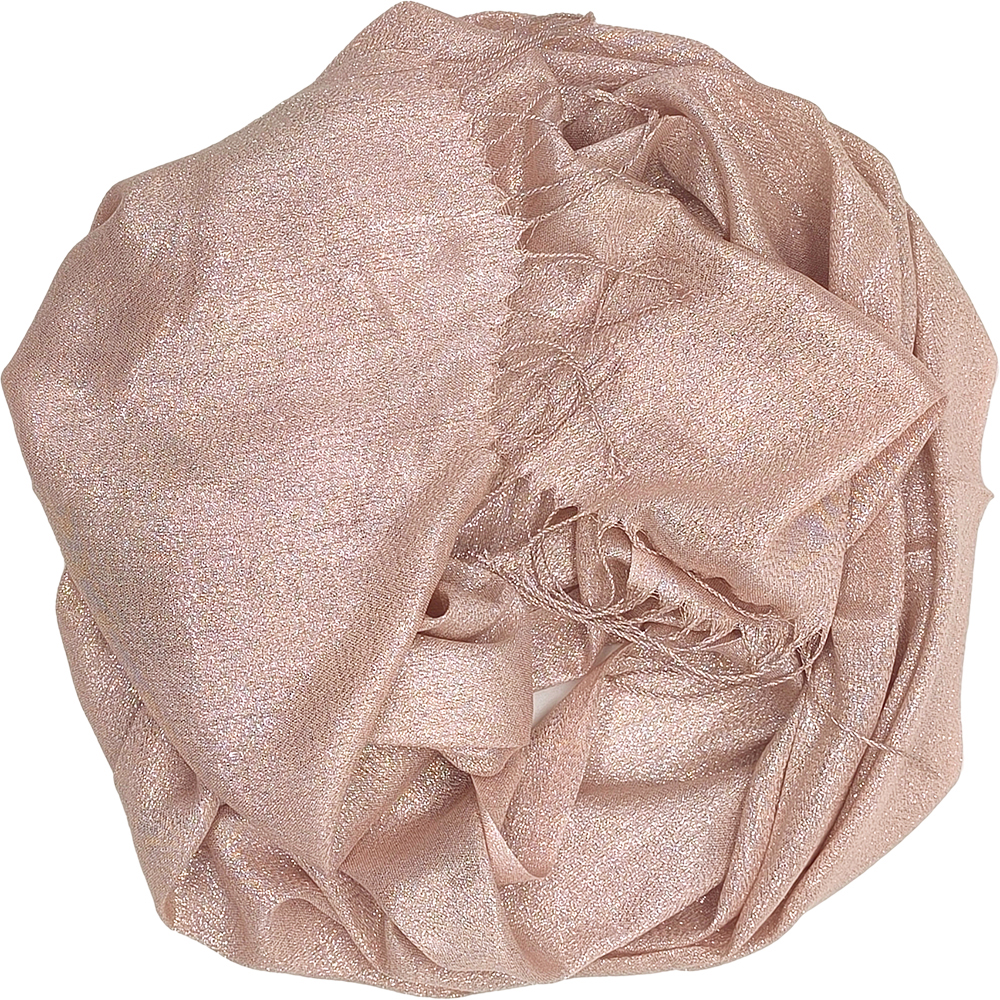 Γυναικεία Εσάρπα/Πασμίνα Για Βραδινές Εμφανίσεις - Μεγάλη - Δίχτυ/Γάζα Με Κρόσσια - Σομόν Με Ασημί Κλωστή