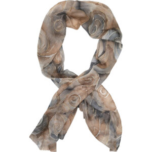 Γυναικείο Φουλάρι Λεπτό, Γάζα, Με Σχέδιο Αφηρημένα Κύματα & Χρυσές Πινελιές - Γήινα Χρώματα