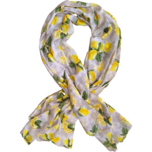 Γυναικείο Φουλάρι - Πασμίνα Λεπτή, Γάζα Με Σχέδιο Λεμόνια Με Χρυσές Πιτσιλιές- Ροζ Μουντό