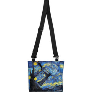 Γυναικεία Τσάντα Ώμου Χειροποίητη Ελληνική, Πίνακας, Van Gogh - Έναστρη Νύχτα & ΔΩΡΟ Πορτοφολάκι / Μπρελόκ