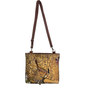 Γυναικεία Τσάντα Ώμου Χειροποίητη Ελληνική, Πίνακας, Klimt - Το Δέντρο Της Ζωής & ΔΩΡΟ Πορτοφολάκι / Μπρελόκ 2