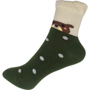 Παιδικές Κάλτσες Βαμβακερές, 1 Ζευγάρι, Με Σχέδιο Ζωάκια, Νο.24-29, 4-8 Ετών, Αρκουδάκι, Πράσινο Σκούρο