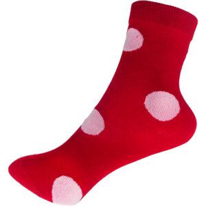Παιδικές Κάλτσες Βαμβακερές, 1 Ζευγάρι, Με Πουά Σχέδιο, Νο.24-29, 4-8 Ετών, Κόκκινο Έντονο