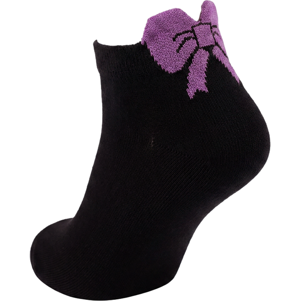 Γυναικείες Κάλτσες Κοντές, Βαμβακερές, Με Σχέδιο Φιόγκο Στη Φτέρνα, 1 Ζευγάρι, Νο.36-41, Μαύρο